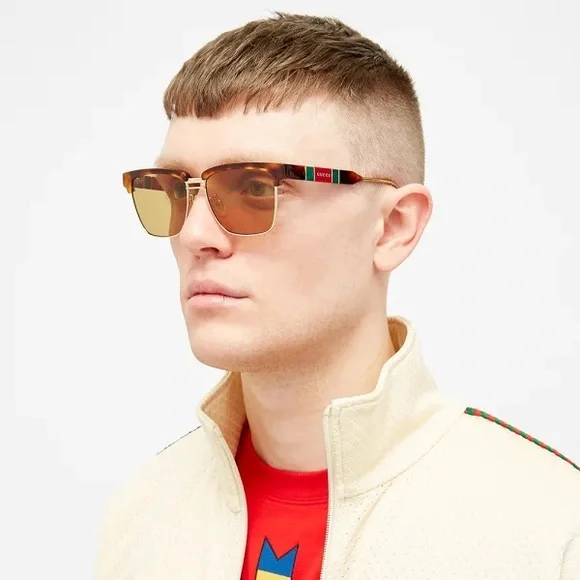 GUCCI SUNGLASSES GG0603S YELLOW SEE THROUGH MENS CLUBMASTER STYLE RX ABLE - Picture 12 of 16